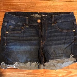 Dark wash AE midi shorts